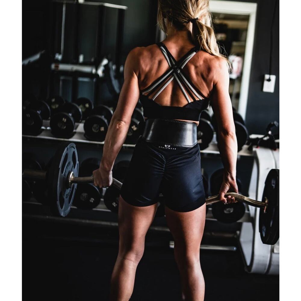 Aesthreadics Black Leather Tapered Weight Lifting Belt